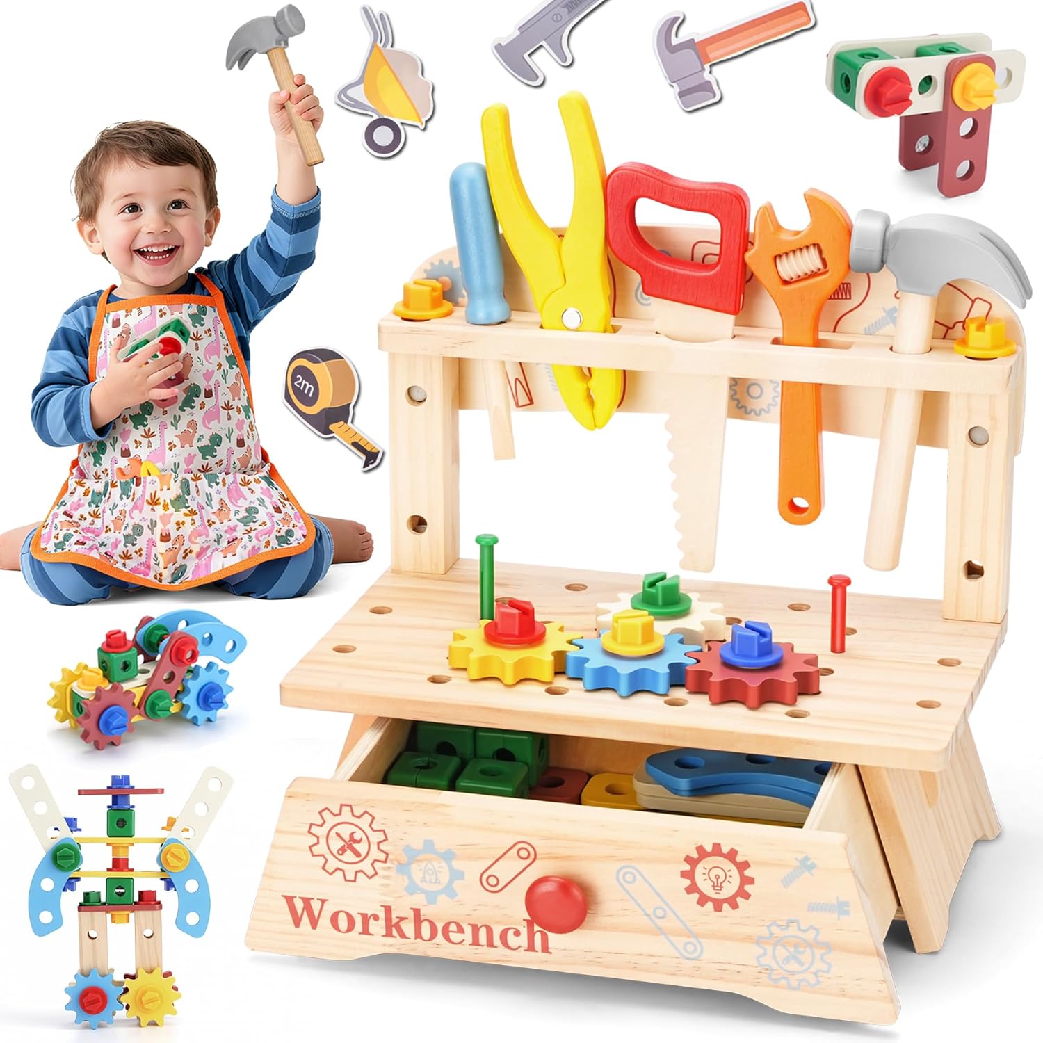 Wooden Tool Bench for Kids,Mon - Gardening Tools Girls review and price