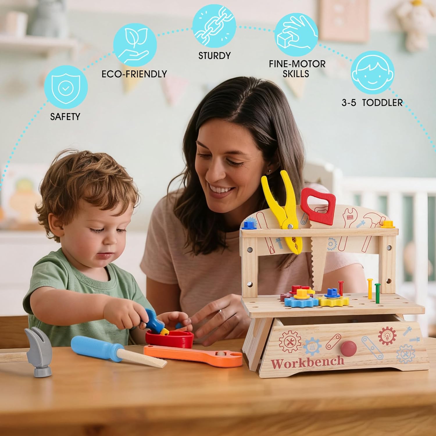 Wooden Tool Bench for Kids,Mon - Gardening Tools Girls review and price